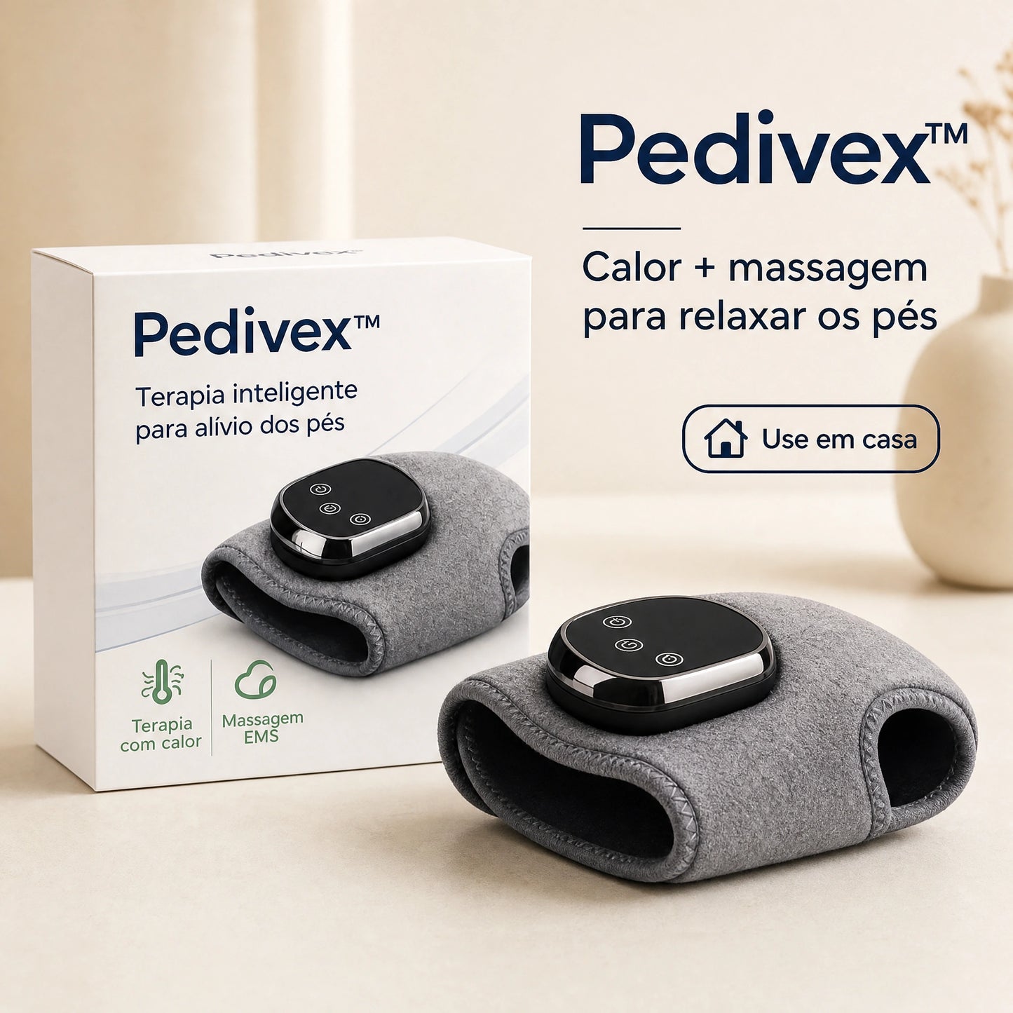 Pedivex com embalagem e produto para relaxar os pés